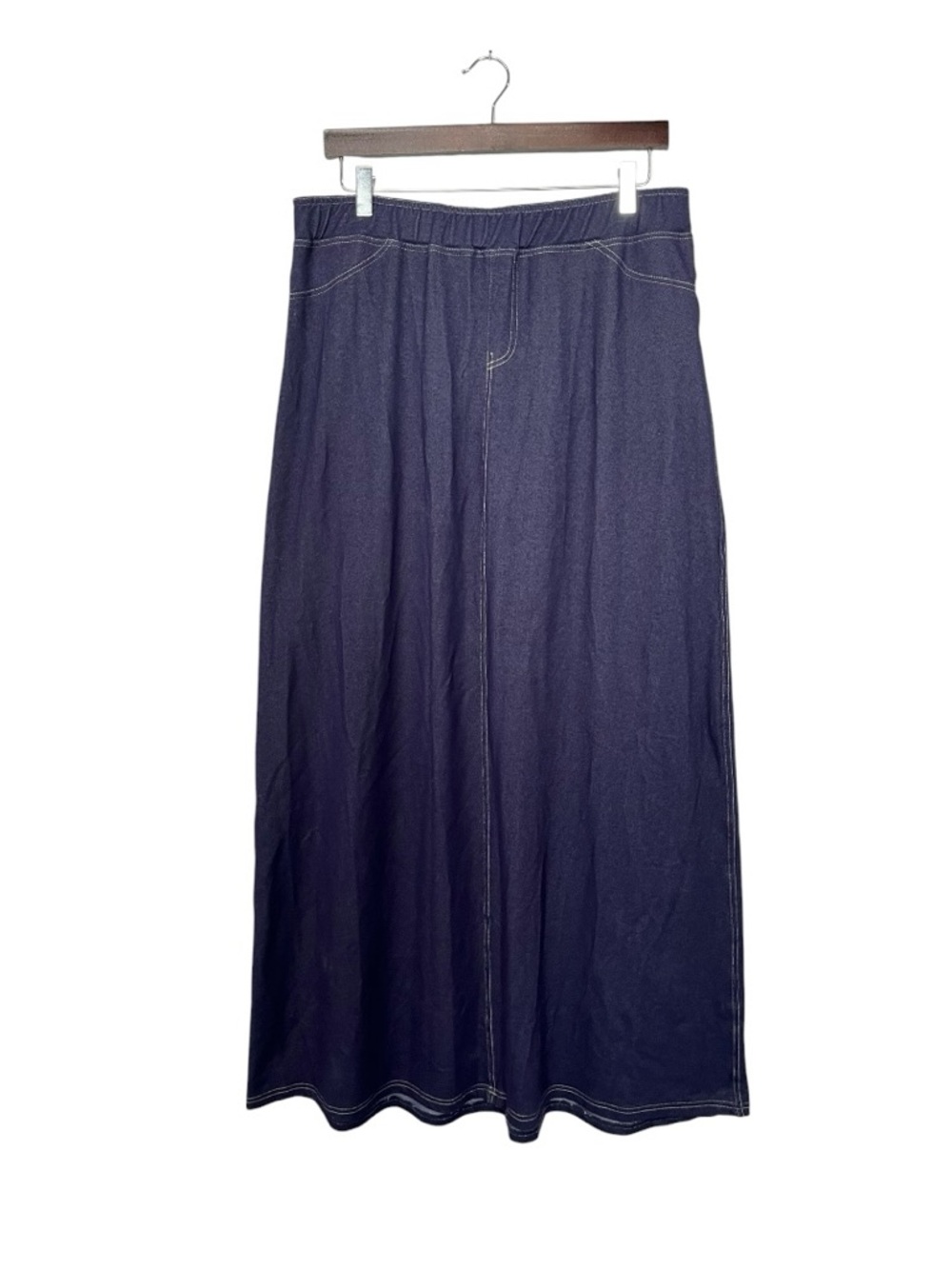 The Main Street Exchange | Dark Blue Modest Stretch Pull On Skirt L‎